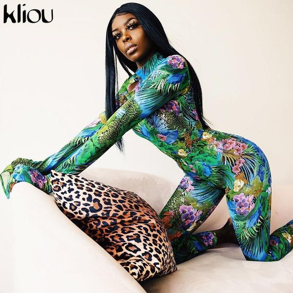 

kliou leaves print two piece set women autumn flare sleeve bodysuit+skinny leggings matching suit female streetwear trend1, Gray