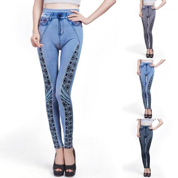 

stretchy leggings slim pencil pants womens skinny print work out high waist trousers ladies sport seamless imitation jeans 20201, Black