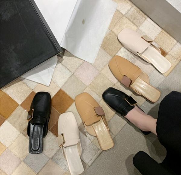 

for women with american and american luxury loafers, wear the new spring 2021 single slippers, sandals, flat loafers and web celebrity shoes, Black