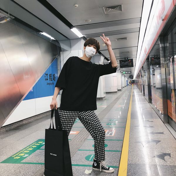 

2021 new privathinker summer harajuku man cotton tshirt male solid t-shirt casual half sleeve couple tees iduq, White;black