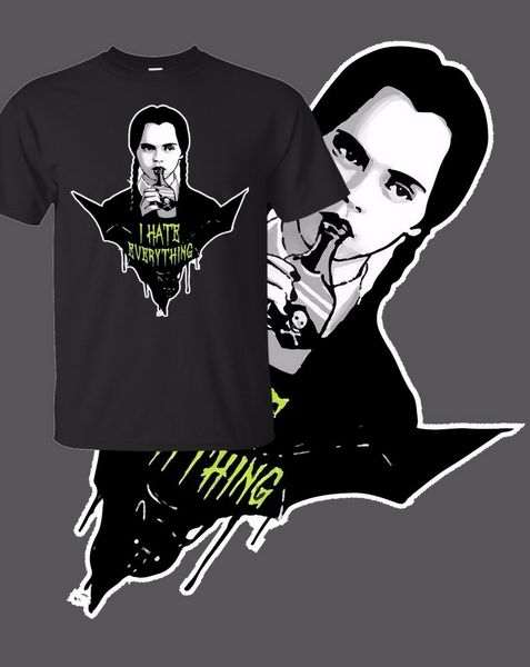 

wednesday addams goth gothic emo i hate everything t shirt black ship fast harajuku tee shirt sport hooded sweatshirt hoodie