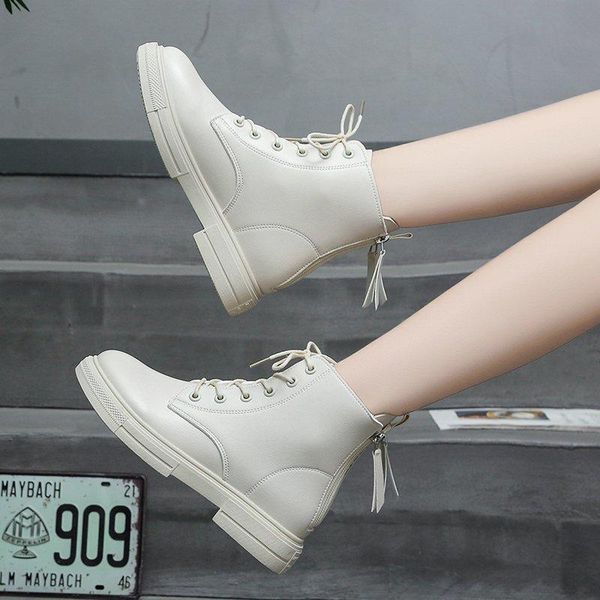 

lace up boots brand women's shoes boots-women round toe winter footwear booties ladies fashion 2020 med autumn ankle lolita, Black