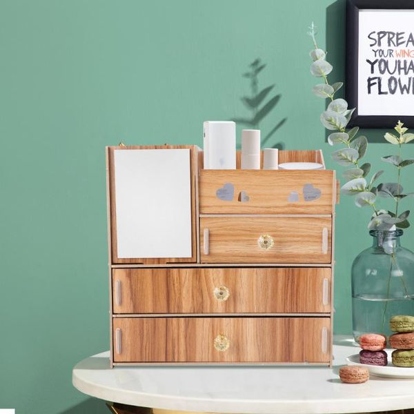 

hooks & rails 1pc mirror cosmetics rack tableorganizer convenient sundries box