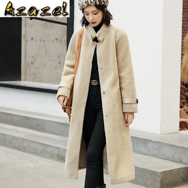 

real fur coat wool jacket autumn winter coat women clothes 2020 korean vintage sheep shearling suede lining abrigo mujer zt35851, Black