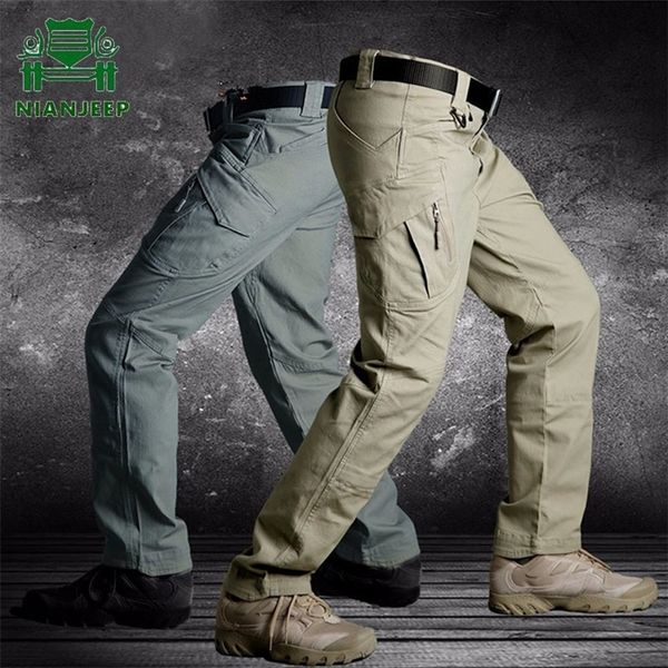 

tactical pants men 4xl 5xl military multi-pocket commuter long trousers combat waterproof cargo work joggers pantalones hombre 201110, Black
