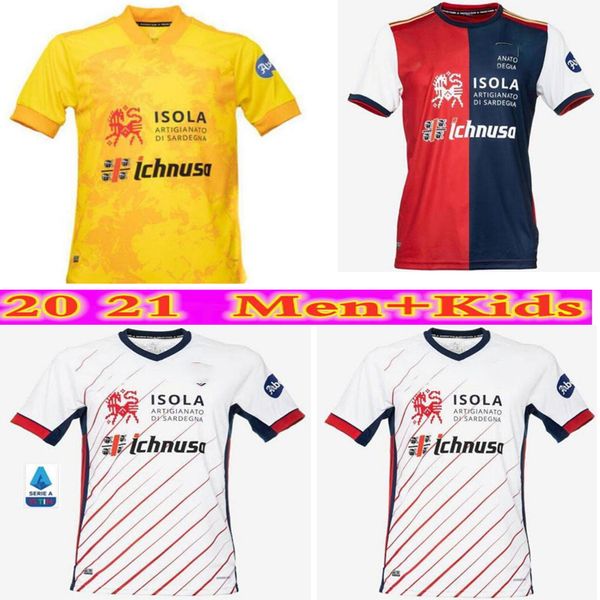 

20 21 21 cagliari calcio soccer technsys tenterary joao pedro godin nandez nainggolan jersey men + kids kit, Black;yellow
