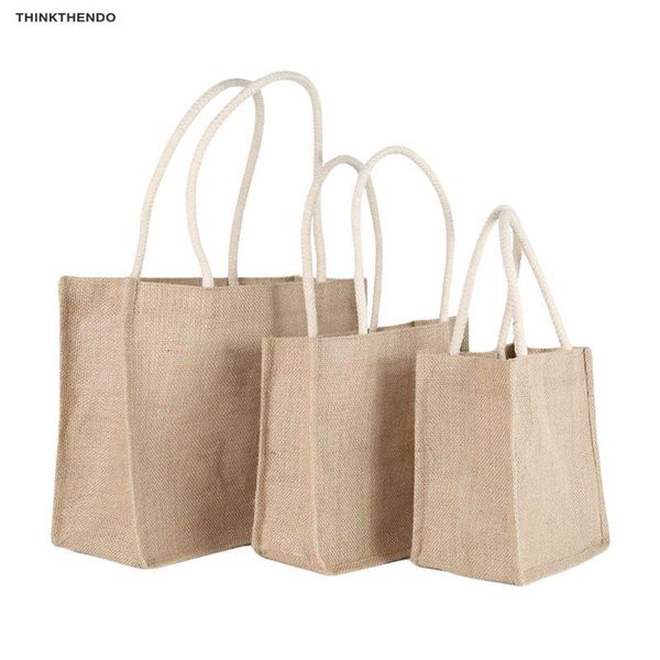 

thinkthendo 2020 new 3 sizes handbag shoulder linen casual shopping bags eco messenger bag handle totes