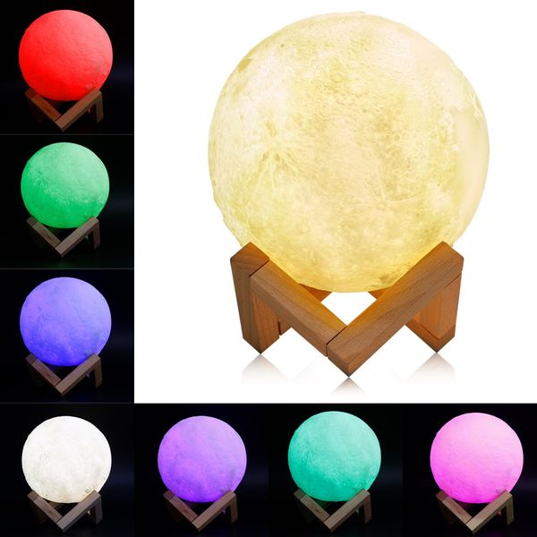 

3d print moon lamp 16 color change touch switch bedroom night light moon light lamp