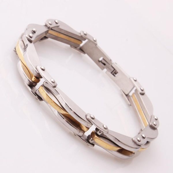 

mens bracelet chain 316l stainless steel punk bracelets for men curved silver color curb chains cuban link 10.6mm, Black