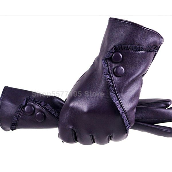 

luxurious solid girl super warm leather cashmere 2020 fashion women winter gloves, Blue;gray