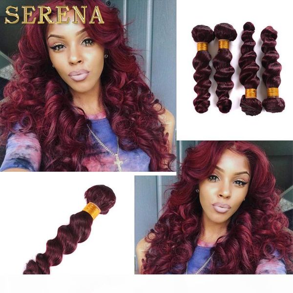 

8a brazilian loose wave red hair bundles 4pcs wine red burgundy brazilian human hair weave 99j virgin brazilian loose anuty funmi weavons, Black