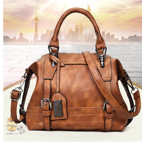 

2020 four seasons new boston vintage oil wax cross body bag single shoulder bag handbag women's bag, Black;red