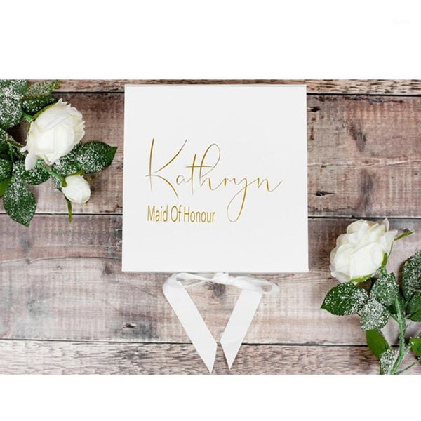 

personalised white names and date bridesmaid gift box, wedding gift boxes cutom will you be my bridesmaid box proposal box1