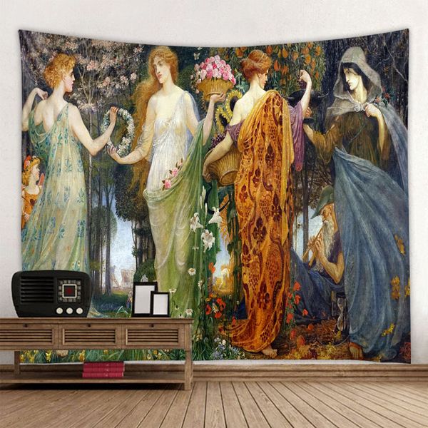 

classical painting tapestry bohemian wall hanging dream hanging cloth mandala printed tapestry living room bedroom home decor