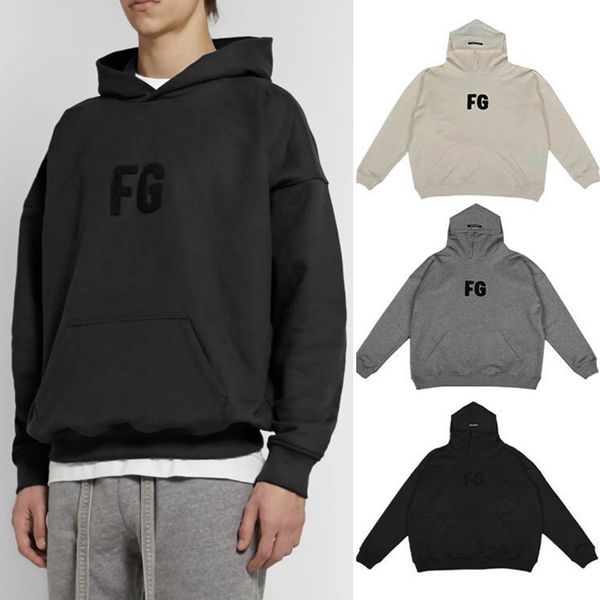 

fear of god everyday fg hoodie fog hooded sweatshirts casual oversized hoody pullovers harajuku men women hip hop streetwear, Black