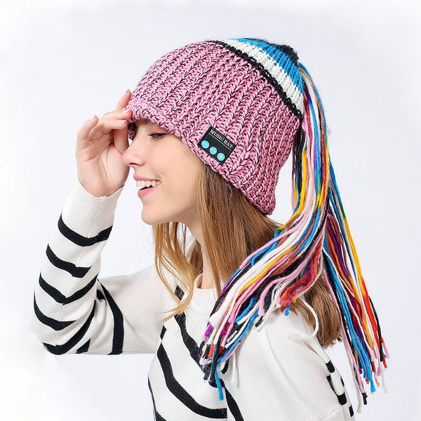 

bluetooth beanie women, soft keep warm hat with wireless stereo headphone headset speaker for running skiing