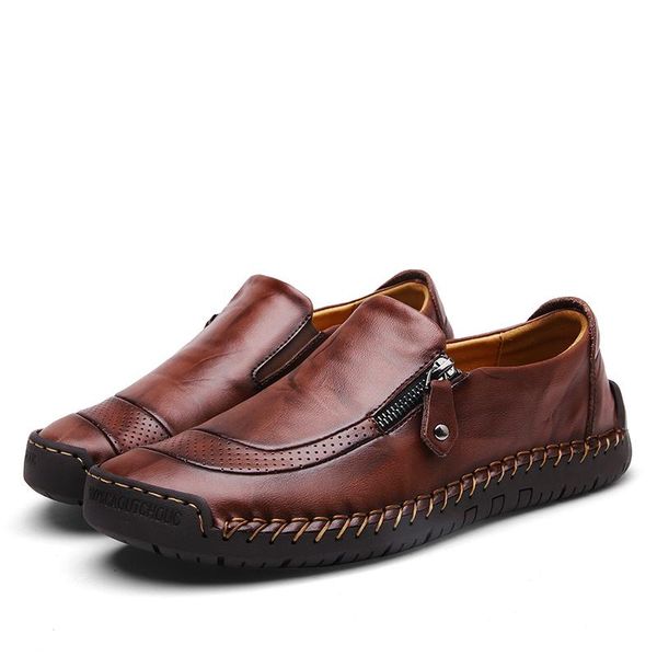 

leather shoes classic comfortable men casual shoes loafers men quality split flats moccasins plus size, Black