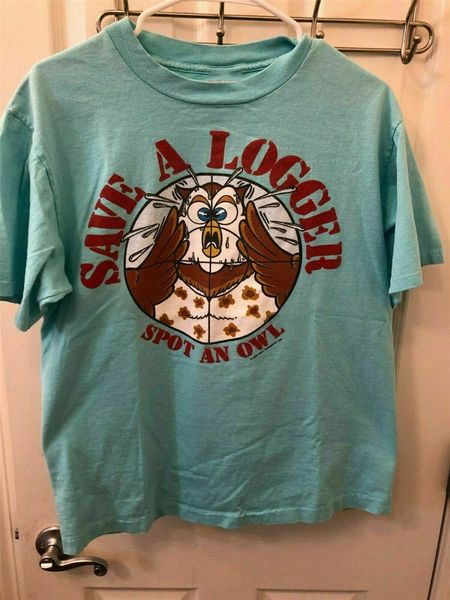 

vintage logger owl single stitch 1990 sof size l fades usa made short sleeved hoodie designers t shirts sweatshirt
