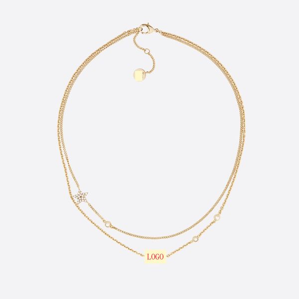 

luxury jewelry wholesale brand simple letter c and d designer necklace bracelet with diamond star double necklace christmas gift, Silver