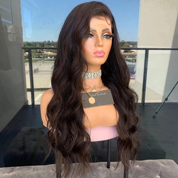 

natural brown wavy human hair lace front wigs for women 13x4 lace front combodian remy full lace human hair 180density 360 frontal wigs, Black