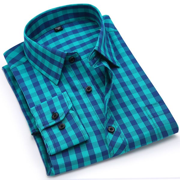 

100% cotton breathable checkered shirts for men regular fit long sleeve classical male plaid casual shirts hight quality new 1022, White;black