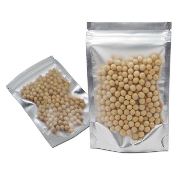 

100pcs lot stand up gold clear aluminum foil zip lock self seal food storage packaging bags mylar foil corn doypack party pouch h bbyegl
