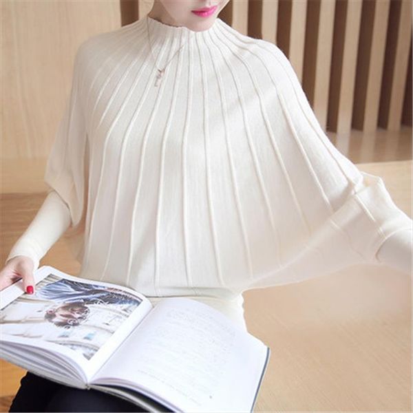 

sweater women clothes 2018 fashion autumn winter women knitted sweaters and pullovers batwing sleeve long knitwear femme zy4250, White;black