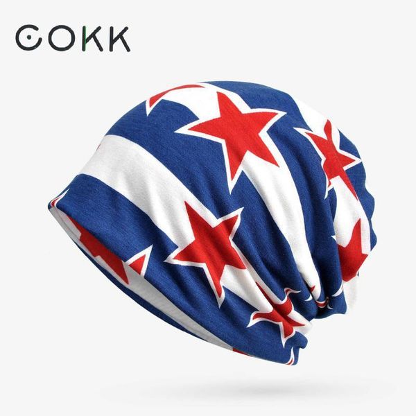 

cokk весна лето beanie шапки для мужчин женщины звезды pattern тюрбан hat женских женщины шапочки хлопок headgear ponytail beanie кпт bbyowy, Blue;gray