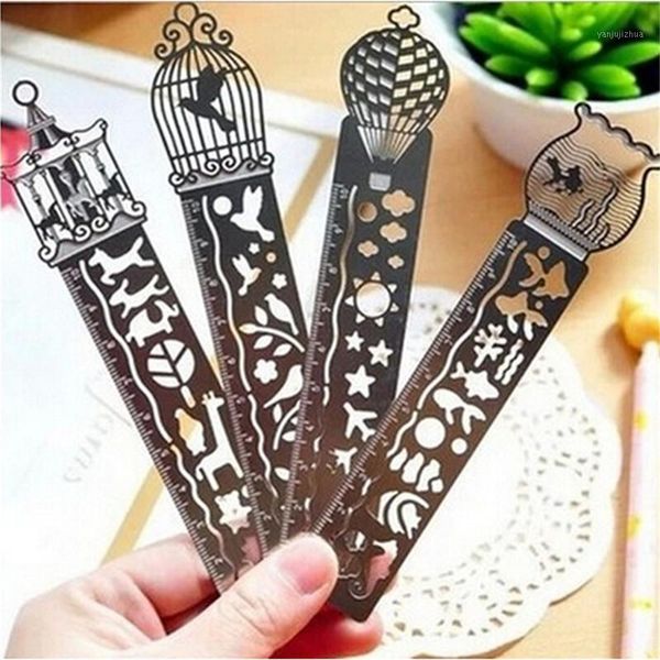 

cute kawaii creative horse birdcage hollow metal bookmark ruler school supplies1