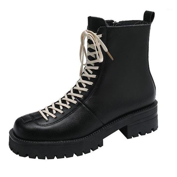 

boots 2021 autumn and winter thick-soled fashion trend short comfortable heightened women's1, Black