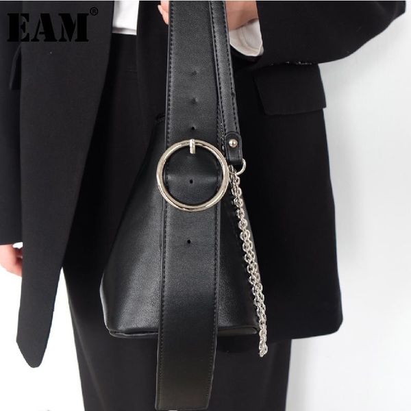 

cross body [eam] women black chains small bucket pu leather personality all-match crossbody shoulder bag fashion tide 2021 18a1430