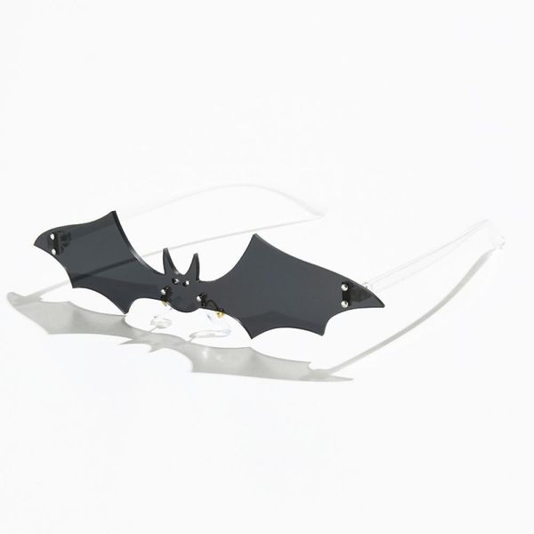 

longkeeper new women unique sunglasses bat shape men retro rimless sun glasses female fashion black eyewear for halloween party