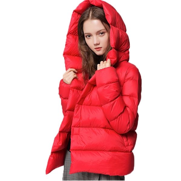

fitaylor new winter 90% ultra light white duck down jacket women short down coat parkas hooded parkas warm female snow outwear 201103, Black