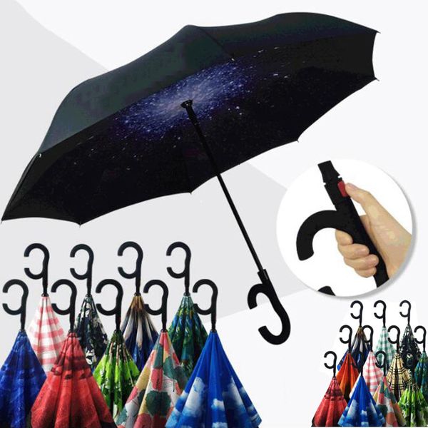 

flower pattern umbrellas inverted umbrella sunny rainy folding umbrellas c handle double layer self stand inside out reverse windproof