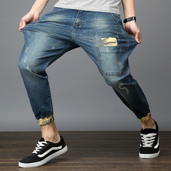 

summer thin and jeans legged pants small leg stretch jeans men's large contrast harlan men's capris 8013 pb2zz, Blue