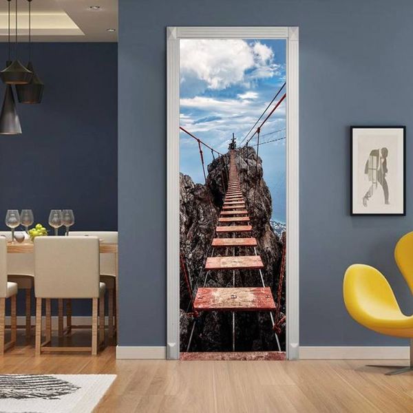 

meiji creative environmental protection 3d suspension bridge door paste renovation self adhive bedroom wall pvc sticker