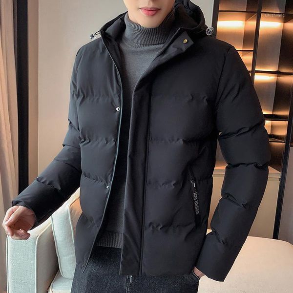 

cotton padded men's autumn and winter 2020 new thickened ins hooded fashion brand coat loose winter wear1, Black