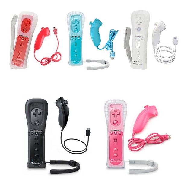 

2 in 1 wireless game remote controller built in motion plus nunchuck for wii for wii remote game joystick 5 colors