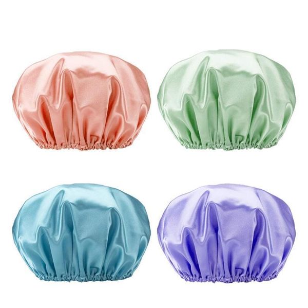 

double waterproof colour ding bath cap with new plain colour lining for women double waterproof f jllhll