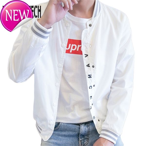 

new spring autumn men bomber jackets casual solid fashion slim fit men bomber jacket male baseball men's windbreaker jacket coat, Black