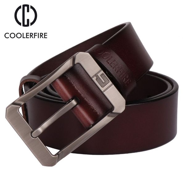 

coolerfire genuine leather belts for men brand male pin buckle jeans cowboy mens belt luxury designer leather belt t200113, Black;brown