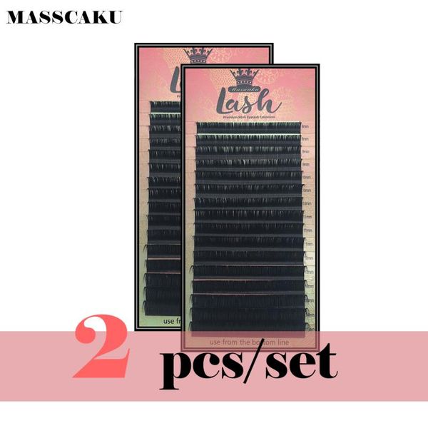 

false eyelashes 2 boxes set mink eyelash extension super soft black curl type, artificial fake eye lash