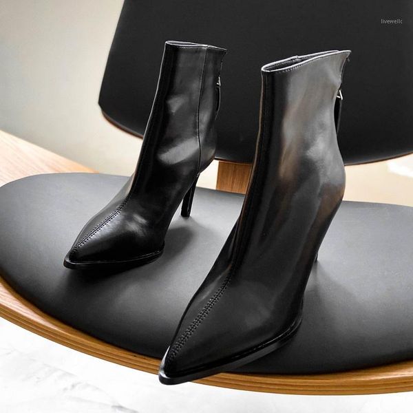 

boots deat 2021 spring autumn fashion casual high heels black pointed bottom thick solid color single short boot shoes women sf1901