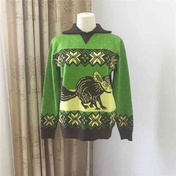 

2022 factory wholesale new model version autumn and winter fashion leisure aging squirrel lapel female sweater, White;black