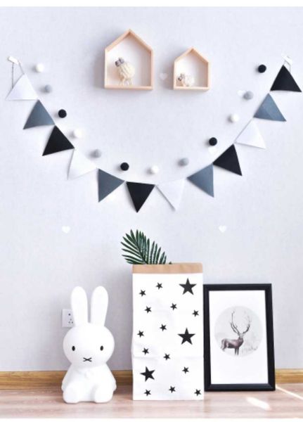 

баннер флаги свадьба белый серый бантинг поставка фото партия черного день рождения гарленд реквизит вымпелы висит 12 booth украшения 36 bby