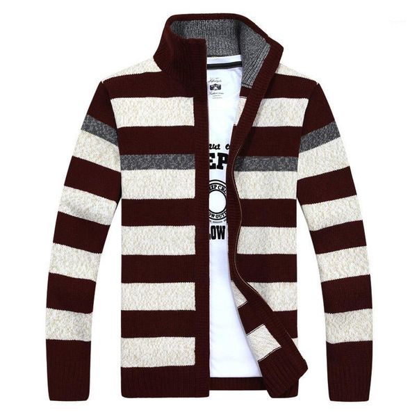 

mantlconx new sweater men autumn winter sweatercoats male thick warm sweater mens striped casual zipper knitwear man1, White;black
