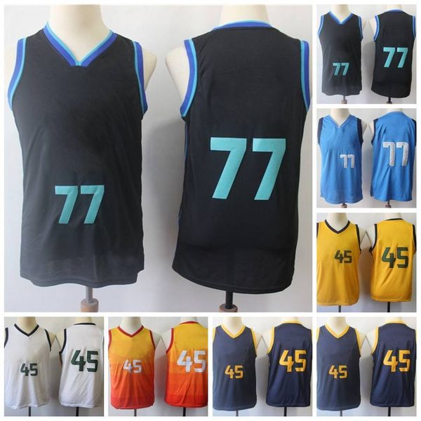 

youth kids 77 doncic jersey 45 mitchell city stitched size s-xl, Black