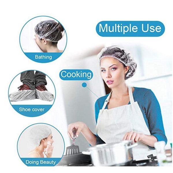 

100pcs/lot disposable shower caps hat solid clear spa hair salon l one-off bathing elastic shower cap bathroom pro wmtwye pthome