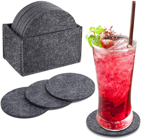 

non-slip heat resistant creative felt cloth fabric coaster for drink cups 12pcs each kit with storage box