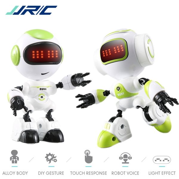 

jjrc r8 robot gesture mini smart voiced intelligent led eyes rc diy robots blue green orange robo toys for children kids gifts y200413